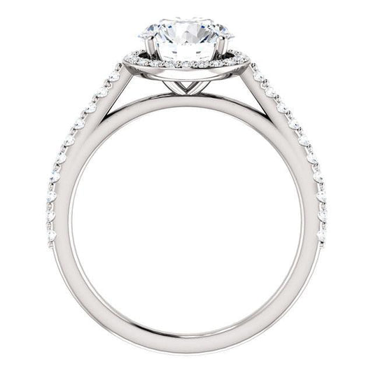 Anello Halo Con Genuino Diamanti Rotondi Da 1.85 Carati In Oro Bianco 14K