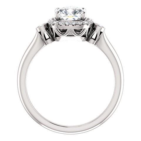 Anello Halo Con Naturale Diamante Centrale Con Tre Pietre Da 1,26 Ct, Oro Bianco 14K