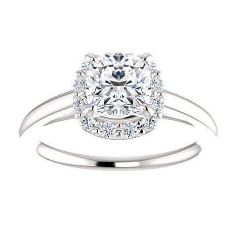 Anello Halo Con Naturale Diamanti Da 1.40 Carati In Oro Bianco 14K
