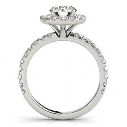 Anello Halo Con Vero Diamanti Rotondi Da 2.00 Carati In Oro Massiccio 14K