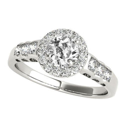 Anello Halo Da Donna Da 4 Carati Con Vero Diamanti Taglio Vecchio Miniera Tondo