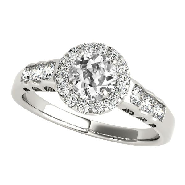 Anello Halo Da Donna Da 4 Carati Con Vero Diamanti Taglio Vecchio Miniera Tondo