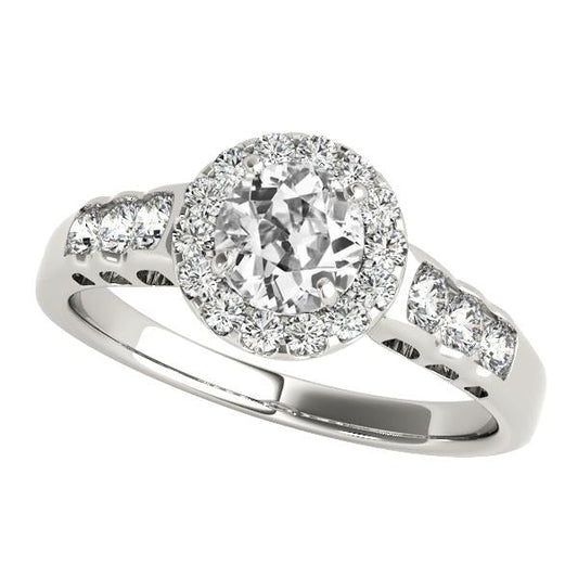 Anello Halo Da Donna Da 4 Carati Con Vero Diamanti Taglio Vecchio Miniera Tondo