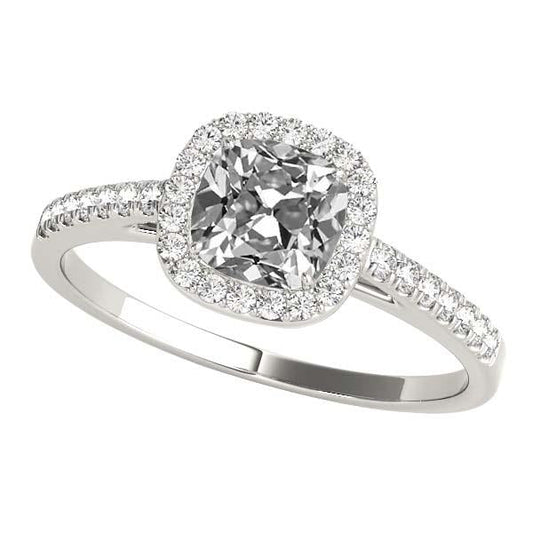 Anello Halo Da Donna, Cuscino Con Pavé Di Naturale Diamanti A Taglio Antico, 6,50 Carati