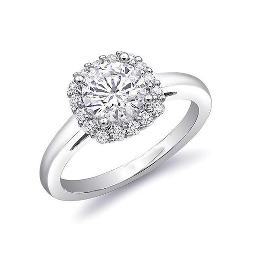 Anello Halo Di Fidanzamento Con Vero Diamante Da 1.50 Carati In Oro Bianco 14K
