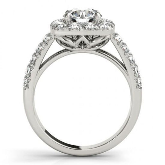 Anello Halo Fancy Con Genuino Diamanti Rotondi Da 1.90 Carati In Oro Massiccio 14K