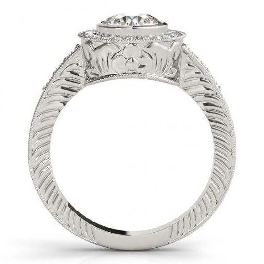 Anello Halo Fancy Con Naturale Diamanti Rotondi Da 1.25 Carati Oro Bianco 14K