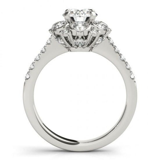 Anello Halo Fancy Genuino Diamanti Rotondi 2.00 Carati Oro Bianco 14K