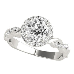 Anello Halo Il Giro Old Mine Cut Vero Diamanti Twisted Style 4,25 Carati