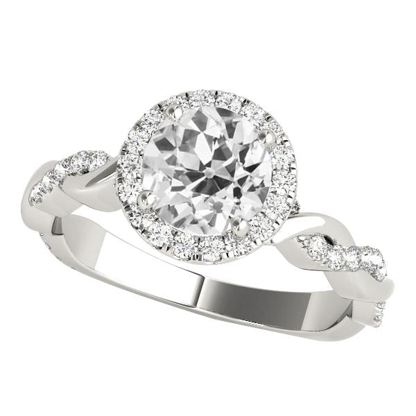 Anello Halo Il Giro Old Mine Cut Vero Diamanti Twisted Style 4,25 Carati