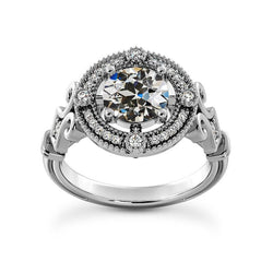 Anello Halo Il Giro Vecchio Minatore Genuino Diamante Vintage Style Prong Set 4,50 Carati