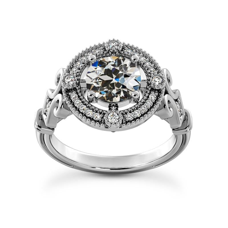 Anello Halo Il Giro Vecchio Minatore Genuino Diamante Vintage Style Prong Set 4,50 Carati