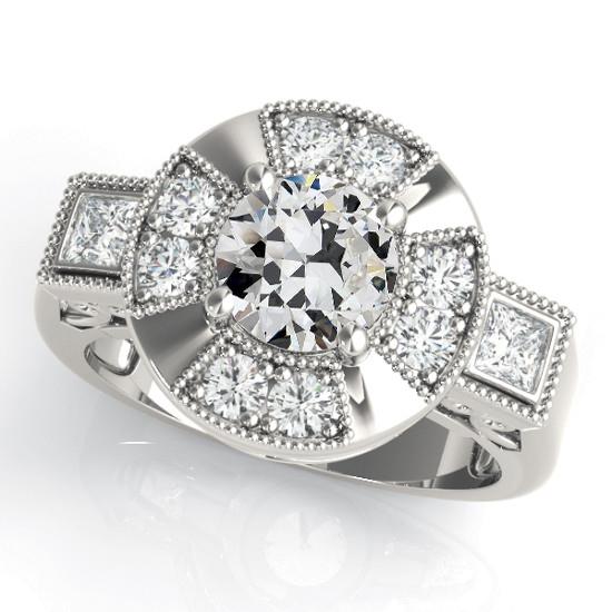 Anello Halo Il Giro Vecchio Minatore Naturale Diamante Filigrana Milgrain Oro 14K 5 Carati