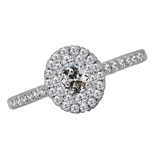 Anello Halo Il Giro Vecchio Minatore Naturale Diamante White Gold Jewelry 4 Carati