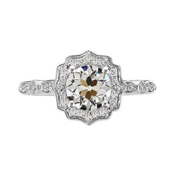 Anello Halo Il Giro Vecchio Minatore Vero Diamante Vintage Style Prong Set 4 Carati