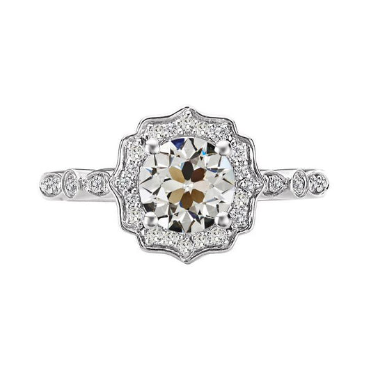 Anello Halo Il Giro Vecchio Minatore Vero Diamante Vintage Style Prong Set 4 Carati
