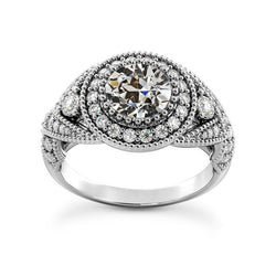 Anello Halo Il Giro Vecchio Taglio Naturale Diamante Milgrain Antique Style 5.50 Carati