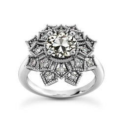 Anello Halo Il Giro Vecchio Taglio Naturale Diamante Star Stile Vintage 4.50 Carati