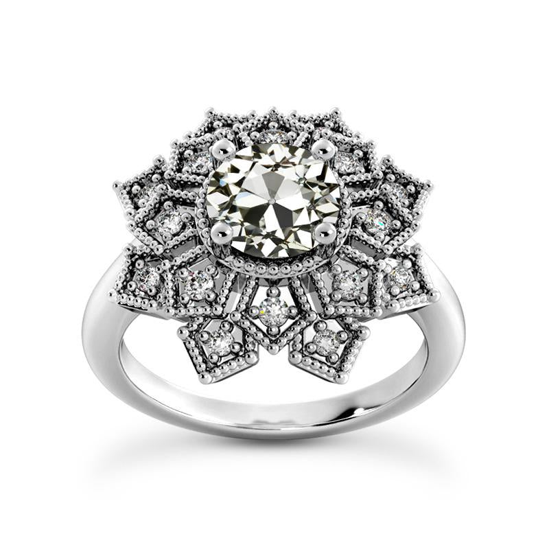 Anello Halo Il Giro Vecchio Taglio Naturale Diamante Star Stile Vintage 4.50 Carati