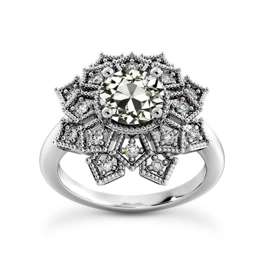 Anello Halo Il Giro Vecchio Taglio Naturale Diamante Star Stile Vintage 4.50 Carati