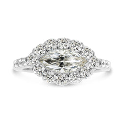 Anello Halo Il Giro & Marquise Old Mine Cut Genuino Diamante 9,50 Carati