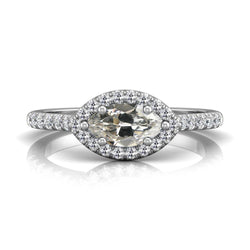 Anello Halo Il Giro & Marquise Vecchio Minatore Vero Diamante 6 Prong Set 4 Carati Oro