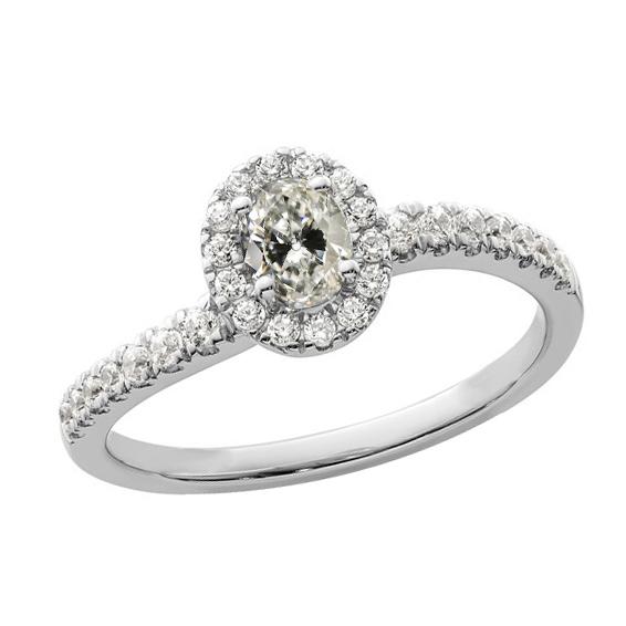 Anello Halo Il Giro & Oval Cut Vecchio Minatore Vero Diamante Ring Con Accenti 3,25 Carati