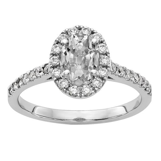 Anello Halo Il Giro & Oval Vecchio Minatore Genuino Diamante Ring 4 Griffe 5,50 Carati