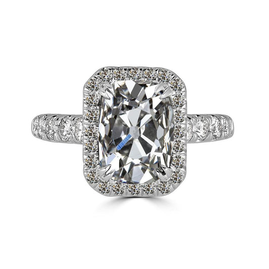 Anello Halo Il Giro & Oval Vecchio Minatore Naturale Diamante Oro 7.50 Carati