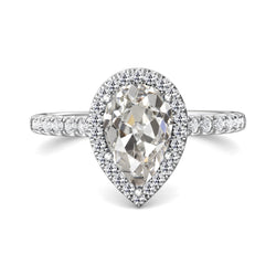 Anello Halo Il Giro & Pera Vecchio Minatore Naturale Diamante 5 Prong Set 5,50 Carati