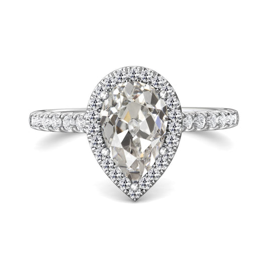 Anello Halo Il Giro & Pera Vecchio Minatore Naturale Diamante 5 Prong Set 5,50 Carati