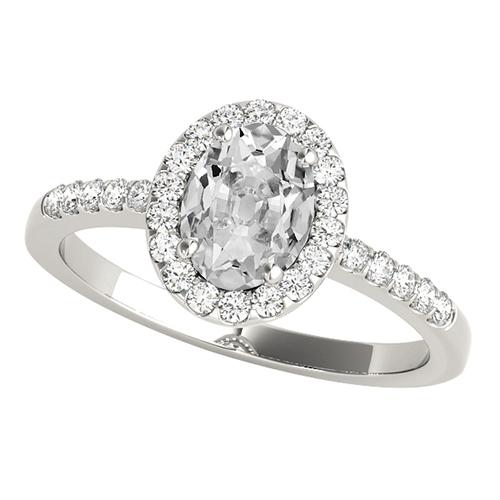 Anello Halo In Oro 14K Con Accenti Ovale Vecchio Minatore Genuino Diamante 5 Carati