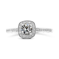 Anello Halo In Oro 14K Rotondo E Cuscino Con Naturale Diamante A Taglio Antico 3,50 Carati
