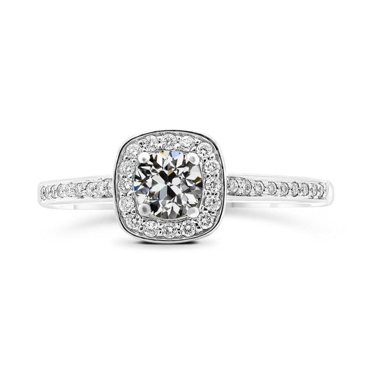 Anello Halo In Oro 14K Rotondo E Cuscino Con Naturale Diamante A Taglio Antico 3,50 Carati