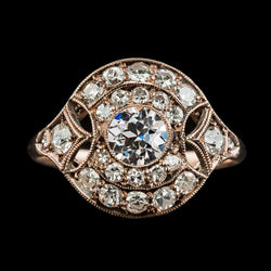 Anello Halo In Oro Rosa Stile Vintage Con Genuino Diamanti Taglio Miniera Vecchia 4.50 Carati
