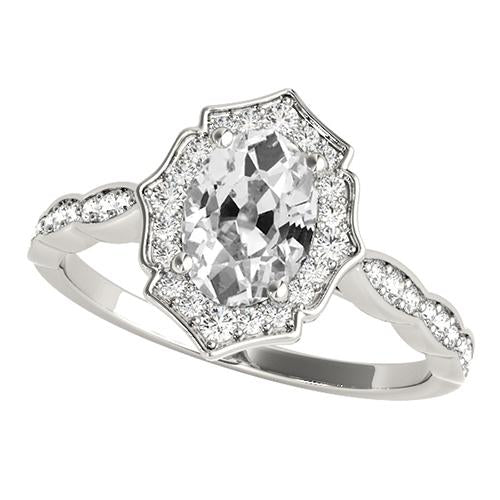 Anello Halo Ovale Vecchio Minatore Naturale Diamante Star Style Jewelry 5 Carati