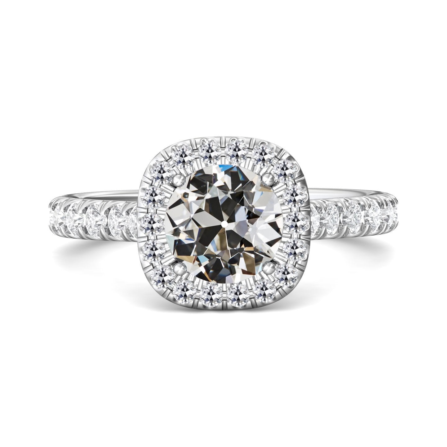 Anello Halo Rotondo Con Vero Diamante Taglio Vecchio 14K Gioielli Da Donna In Oro 5 Carati