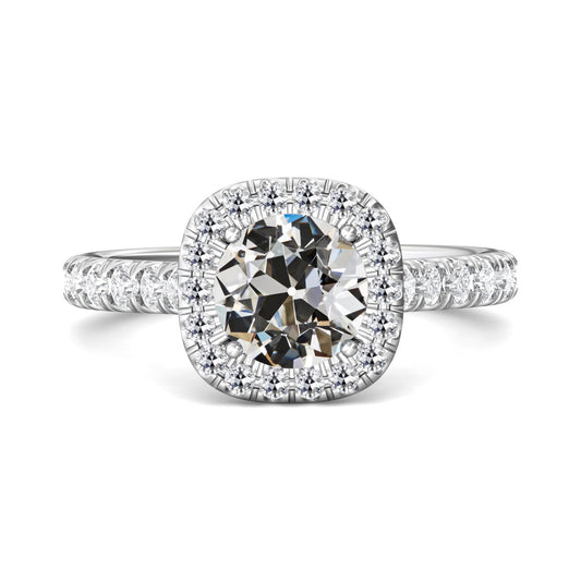 Anello Halo Rotondo Con Vero Diamante Taglio Vecchio 14K Gioielli Da Donna In Oro 5 Carati
