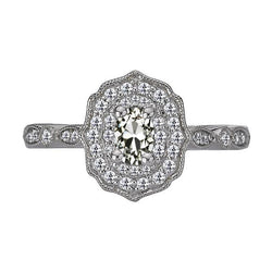 Anello Halo Stile Vintage Ovale Naturale Diamante Taglio Vecchio 4.50 Carati Milgrain