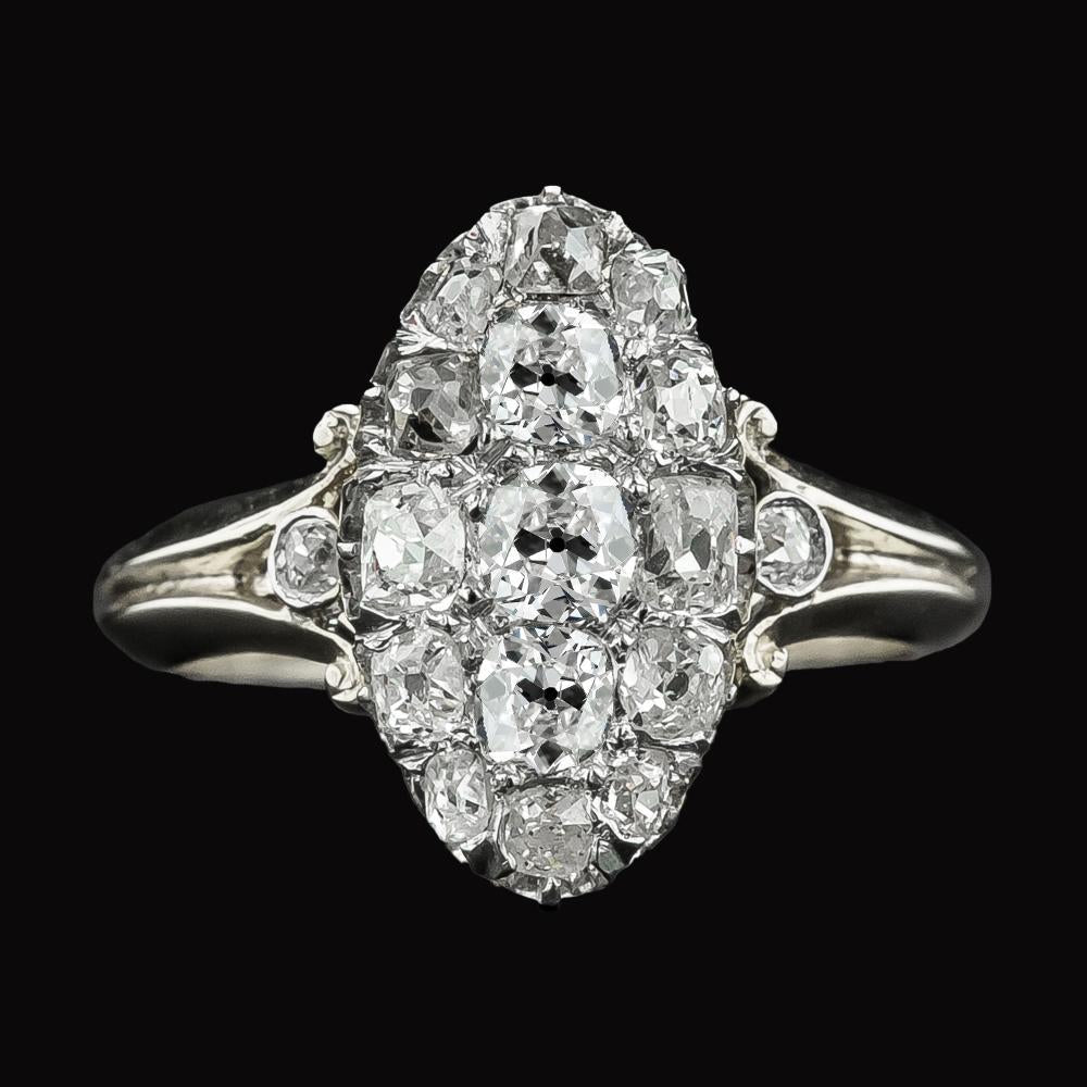 Anello Halo Stile Vintage Rotondo Vecchio Minatore Gioielli Con Naturale Diamanti 6,50 Carati