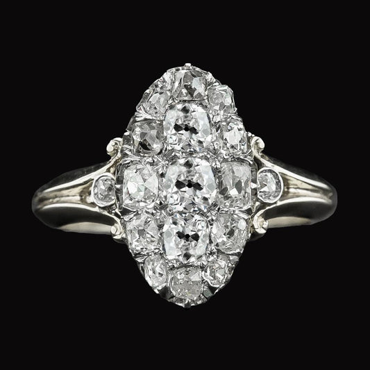 Anello Halo Stile Vintage Rotondo Vecchio Minatore Gioielli Con Naturale Diamanti 6,50 Carati