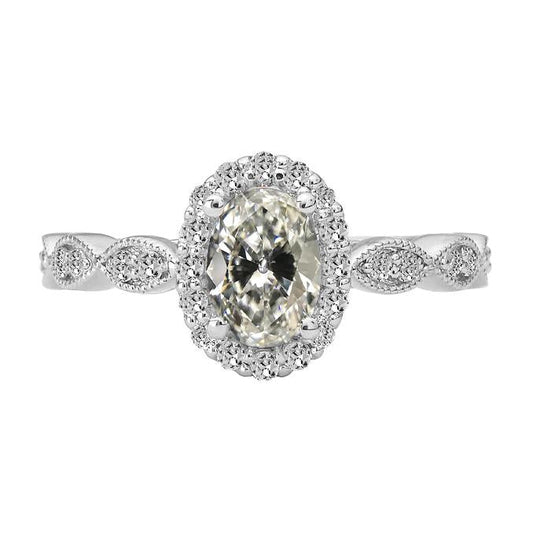 Anello Halo Taglio Antico Con Naturale Diamante Rotondo E Ovale Milgrain 5 Carati