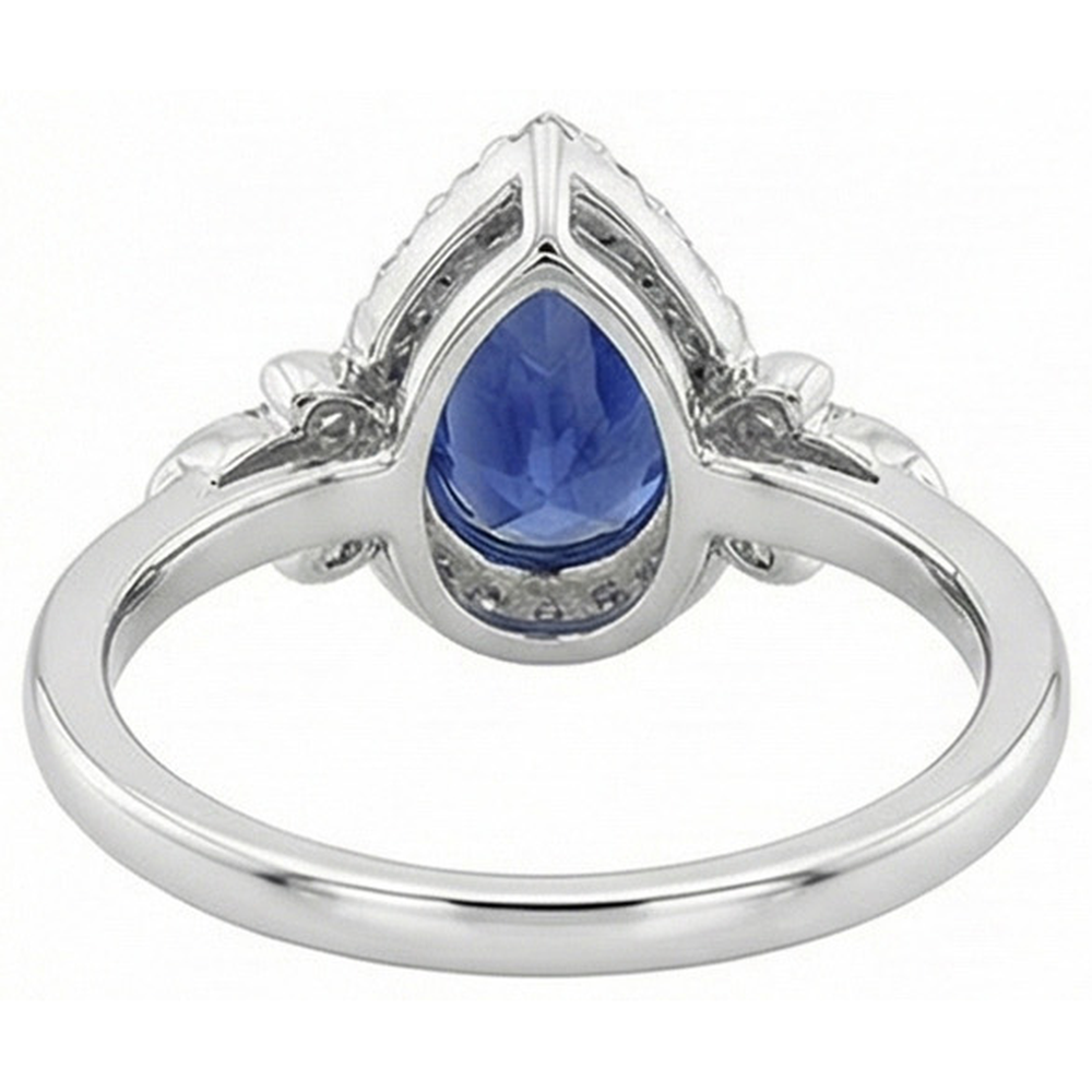 Anello Halo in stile floreale con 4 carati di diamanti zaffiro dello Sri Lanka
