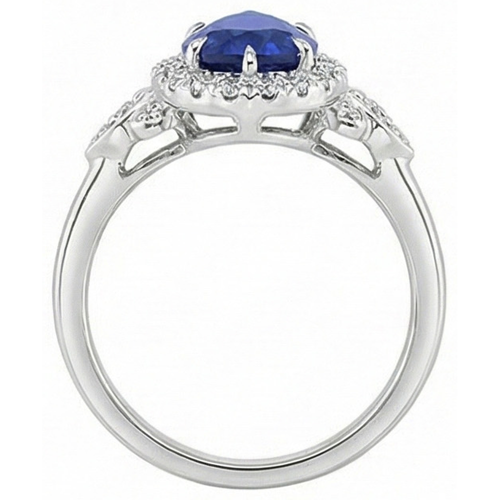 Anello Halo in stile floreale con 4 carati di diamanti zaffiro dello Sri Lanka