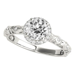 Anello In Filigrana Con Genuino Diamante Da Minatore Vecchio Stile Vintage Con Alone Rotondo 3,50 Carati