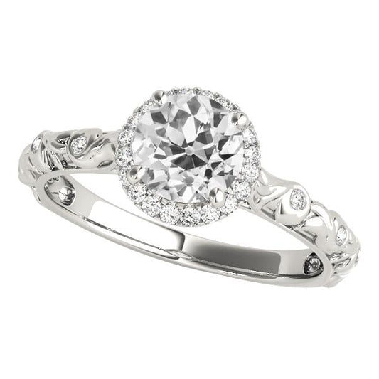 Anello In Filigrana Con Genuino Diamante Da Minatore Vecchio Stile Vintage Con Alone Rotondo 3,50 Carati