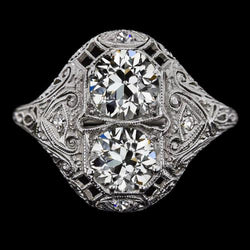 Anello In Filigrana Da 3,50 Carati Con Genuino Diamante Taglio Antico In Stile Antico