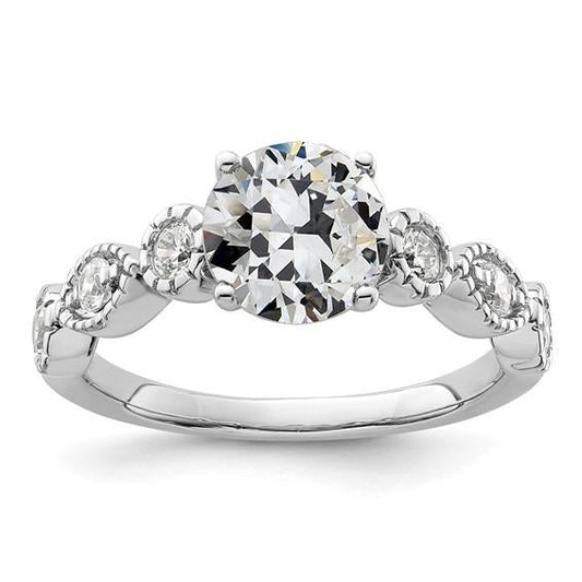 Anello In Oro 14K Con Taglio A Miniera Rotondo Con Genuino Diamanti A 4 Griffe, 3,25 Carati