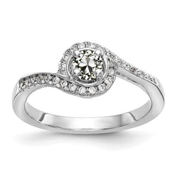 Anello In Oro 14K Con Vero Diamante Taglio Antico Rotondo Con Gambo Ritorto 2,25 Carati