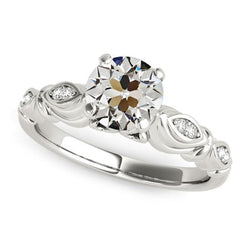 Anello In Oro 14K Con Vero Diamante Taglio Antico Rotondo Set 3 Carati